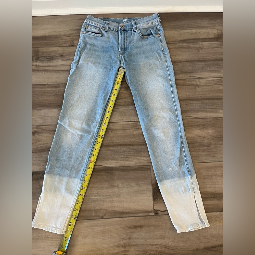 7 for all Mankind The Ankle Skinny JeansOmbre Ankle Raw Hem 27 Made in USA